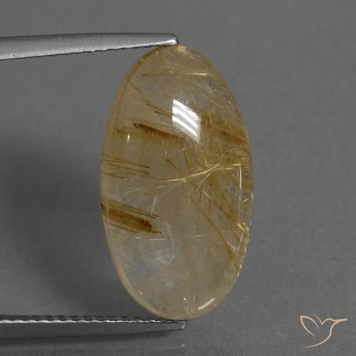8.23ct 天然 非常浅的金棕色 金红石石英, 椭圆形, 半透明