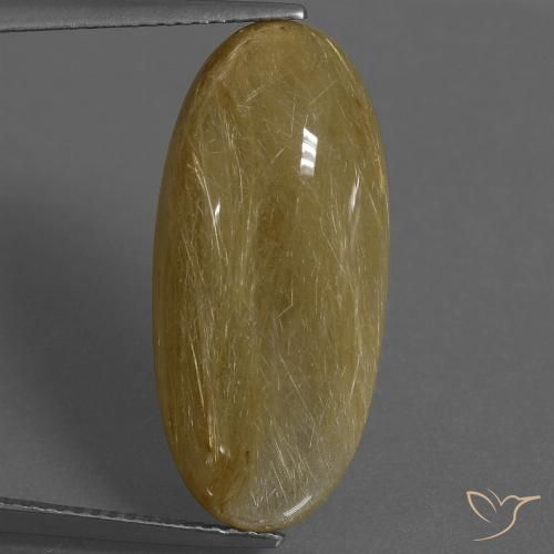 12.34ct 天然 中黄色 金红石石英, 椭圆形, 半透明