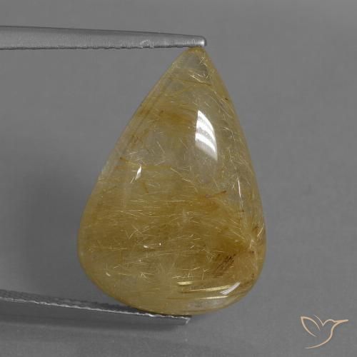 14.48ct 天然 中黄色 金红石石英, 梨形, 半透明