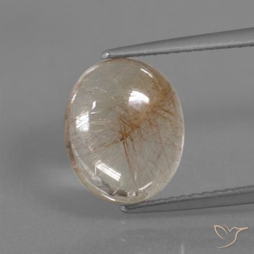 3.95ct 天然 透明和金青铜 金红石石英, 椭圆形, 透明