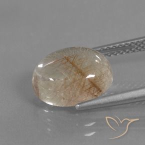 3.95克拉天然金红石石英，椭圆形，透明