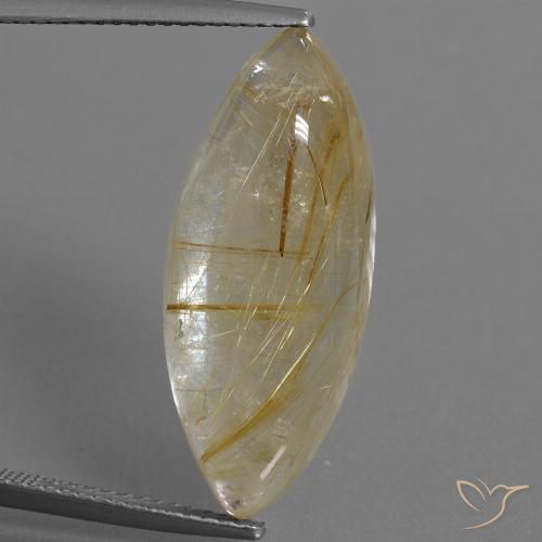 14.68ct 天然 非常浅的金棕色 金红石石英, 榄尖形, 透明