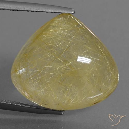 17.91ct 天然 暖黄 金红石石英, 梨形, 透明