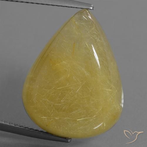 24.90ct 天然 淡黄色 金红石石英, 梨形, 半透明