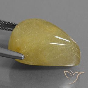 24.90克拉天然金红石石英，梨形，半透明