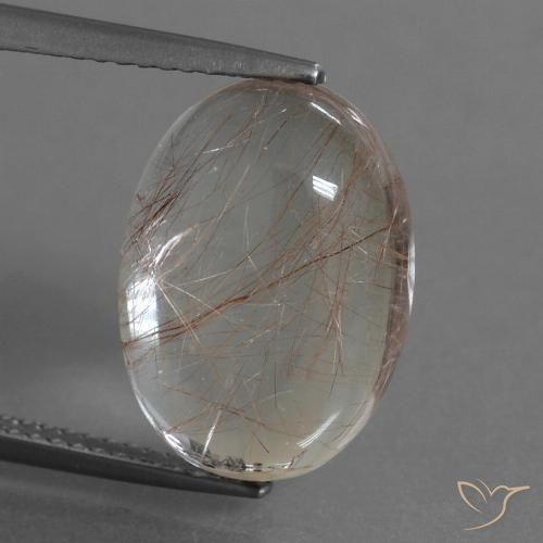 8.28ct 天然 用铜清除 金红石石英, 椭圆形, 透明