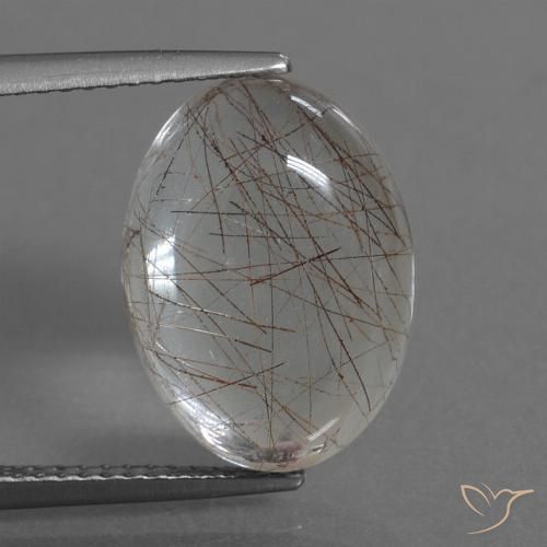 8.10ct 天然 用铜清除 金红石石英, 椭圆形, 透明