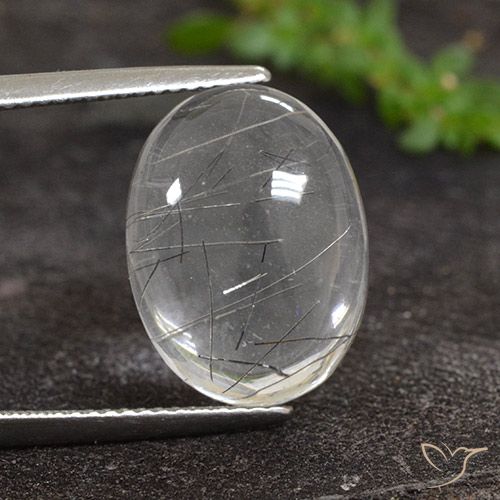 8.50ct 天然 清除黑色 金红石石英, 椭圆形, 透明