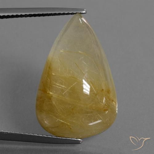 22.73ct 天然 土黄色 金红石石英, 梨形, 半透明