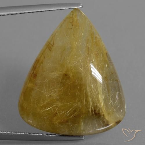 25.66克拉天然金红石石英，梨形，半透明