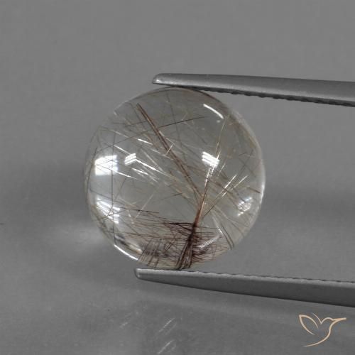 5.09克拉天然金红石石英，圆形切割，透明