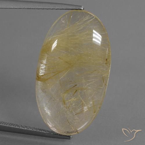12.70ct 天然 中黄色 金红石石英, 椭圆形, 透明