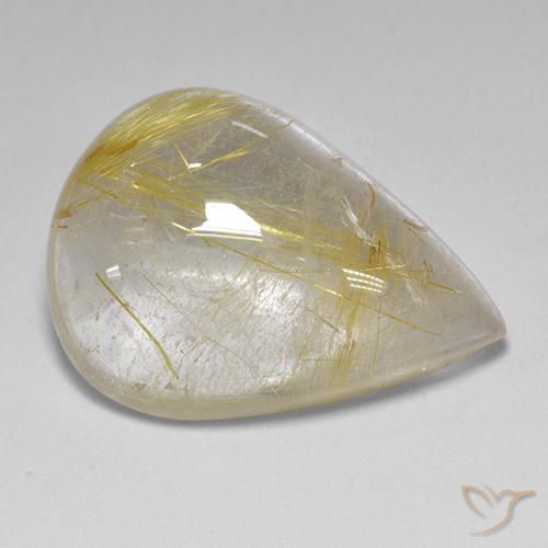 12.23ct 天然 土黄色 金红石石英, 梨形, 透明