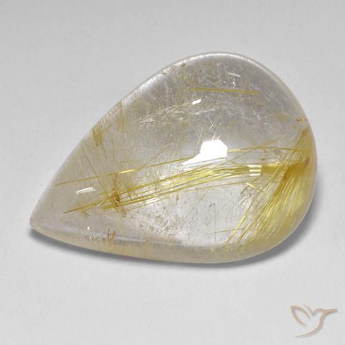 12.23克拉天然金红石石英，梨形，透明