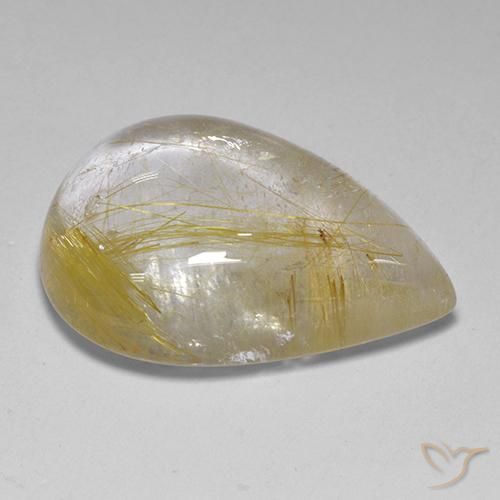 12.23克拉天然金红石石英，梨形，透明