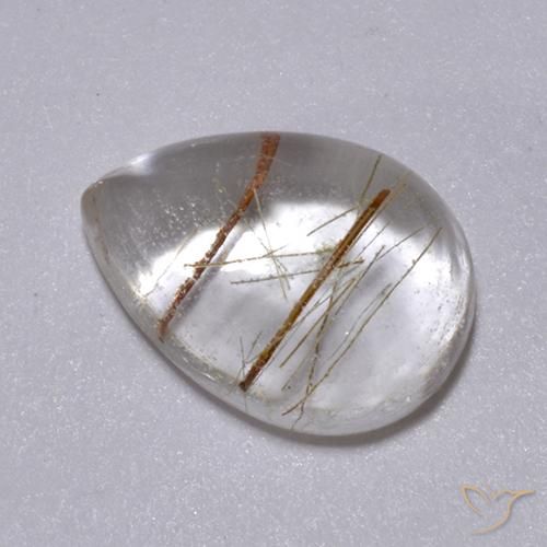 2.49克拉天然金红石石英，梨形，透明