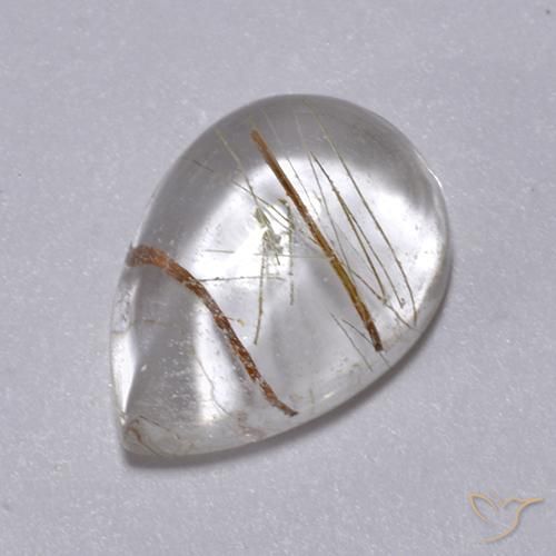 2.49克拉天然金红石石英，梨形，透明