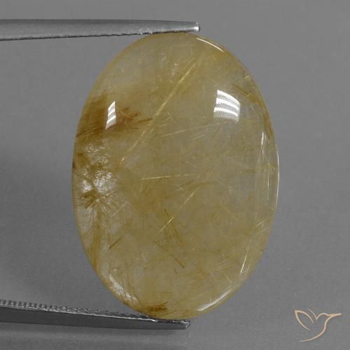 17.69ct 天然 金黄色 金红石石英, 椭圆形, 半透明