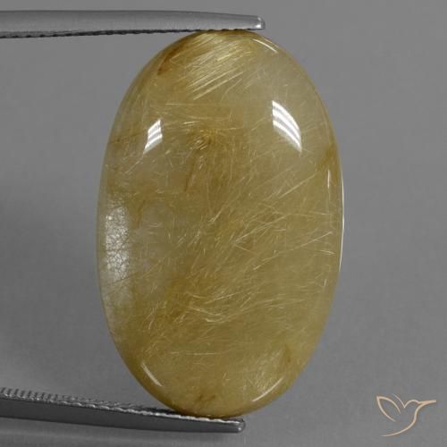 19.01ct 天然 第戎黄 金红石石英, 椭圆形, 半透明