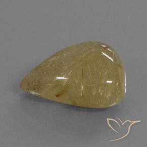 24.63克拉天然金红石石英，梨形，半透明