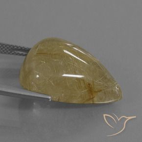 24.63克拉天然金红石石英，梨形，半透明
