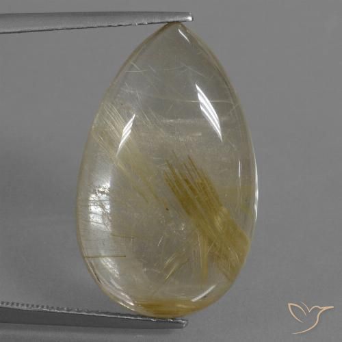 21.47ct 天然 淡黄色 金红石石英, 梨形, 透明