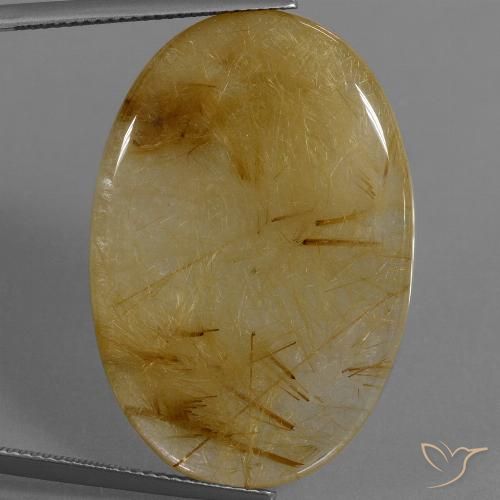 39.16ct 天然 金黄色 金红石石英, 椭圆形, 半透明