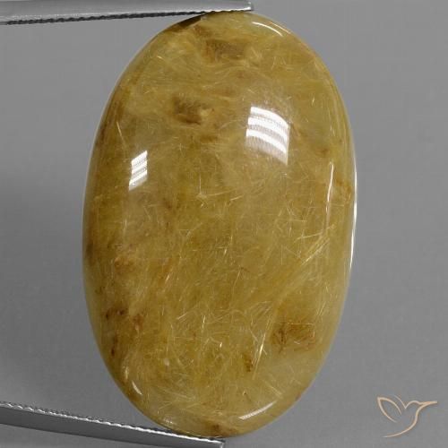 52.73ct 天然 土黄色 金红石石英, 椭圆形, 半透明