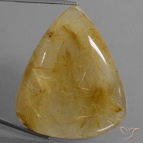 96.56ct 天然 金黄色 金红石石英, 梨形, 半透明