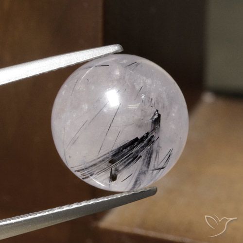 14.19ct 天然 清除黑色 金红石石英, 球形, 半透明