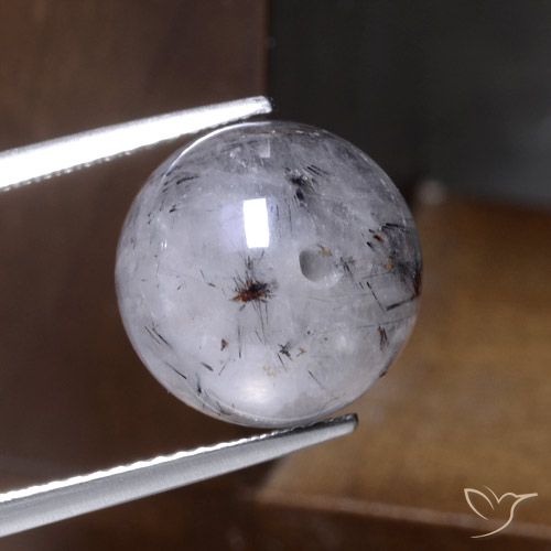 12.36ct 天然 清除黑色 金红石石英, 球形, 半透明