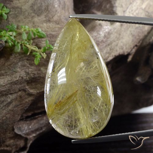 41.84ct 天然 托斯卡纳黄 金红石石英, 梨形, 半透明