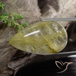 41.84克拉天然金红石石英，梨形，半透明