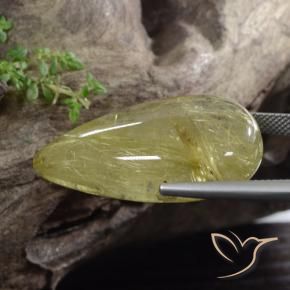 41.84克拉天然金红石石英，梨形，半透明