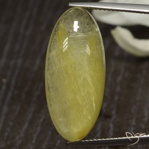 18.94克拉天然金红石石英，椭圆形，半透明