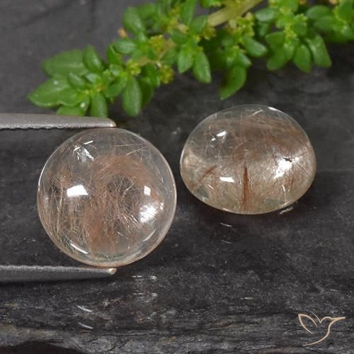 6.52ctw 天然 深红橙色 金红石石英, 圆形的, 透明