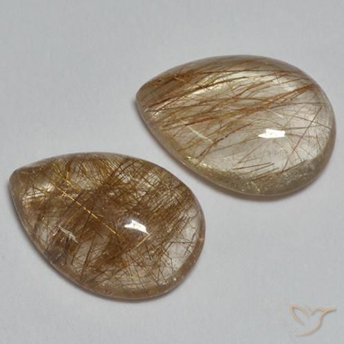 3.65克拉天然金红石石英，梨形，透明