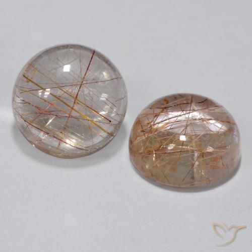 6.43ctw 天然 暖棕 金红石石英, 圆形的, 透明