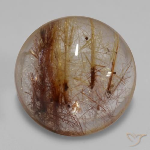 7.37ct 天然 清除棕色 金红石石英, 圆形的, 透明