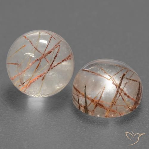 3.64克拉天然金红石石英，圆形的，透明