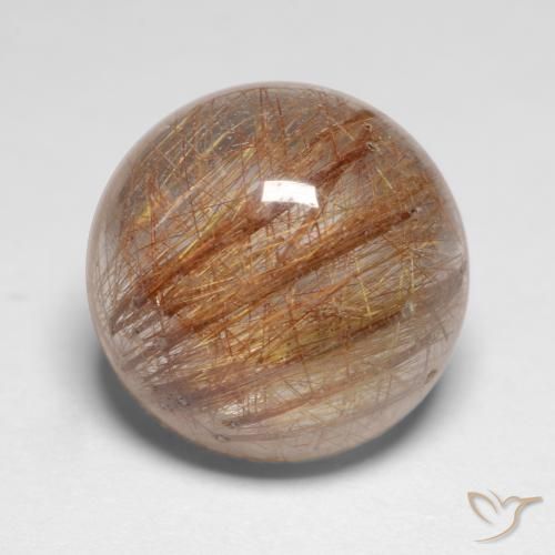 7.18ct 天然 非常浅的茶褐色 金红石石英, 圆形的, 半透明