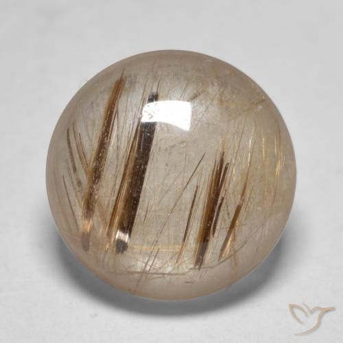 4.79克拉天然金红石石英，圆形的，半透明