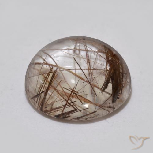 4.65克拉天然金红石石英，圆形的，透明