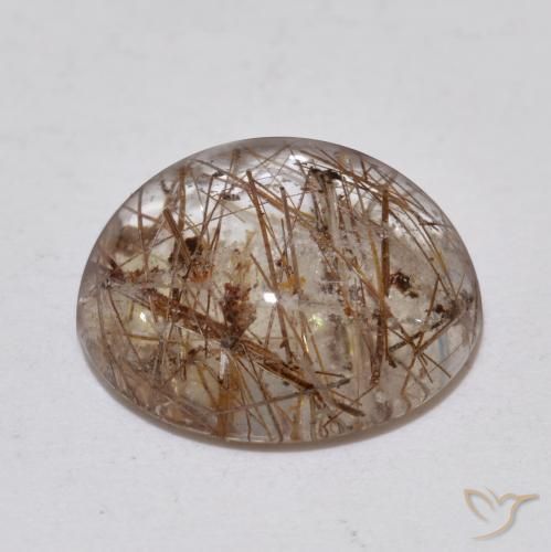 5.36克拉天然金红石石英，圆形的，透明