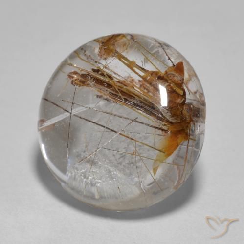 5.96克拉天然金红石石英，圆形的，透明