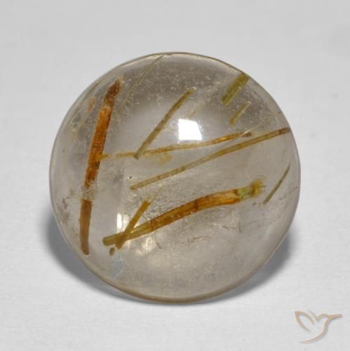 4.96克拉天然金红石石英，圆形的，透明