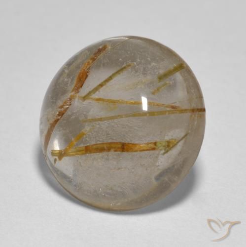 4.96克拉天然金红石石英，圆形的，透明