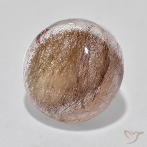 6.73克拉天然金红石石英，圆形的，半透明