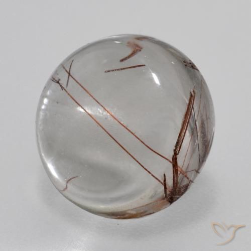 6.08克拉天然金红石石英，圆形的，透明