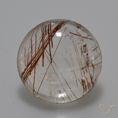 6.52ct 天然 清除棕色 金红石石英, 圆形的, 透明